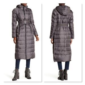 Vince Camuto Long Belted Down Coat sz XS.